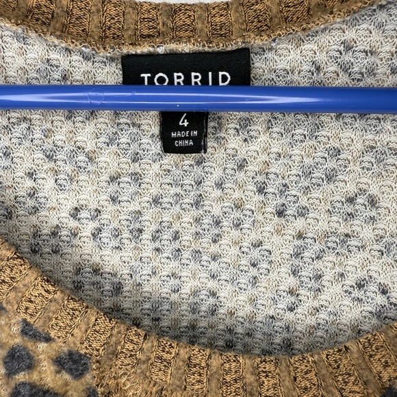 Torrid Brown V-Neck Sweater with Animal Print - Picture 2 of 3
